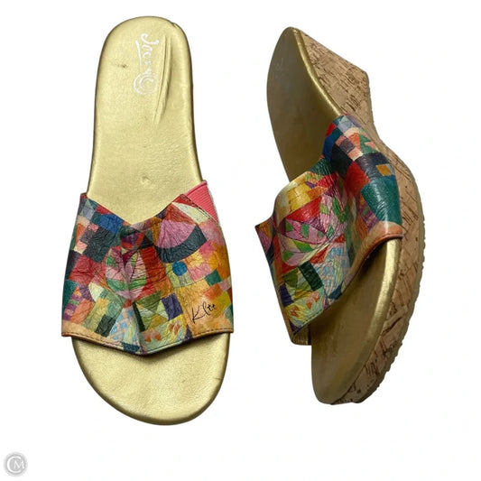 Sandals Heels Wedge By Jeon In Gold, Size: 11