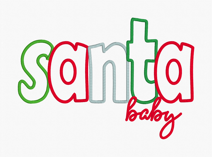 Santa Baby Satin Stitch Applique Embroidery Design