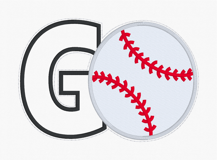 Sequin Applique Baseball Embroidery Design