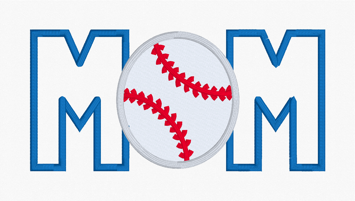 Sequin Applique Baseball Mom Embroidery Design