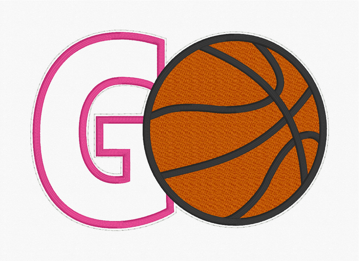 Sequin Applique Basketball Embroidery Design