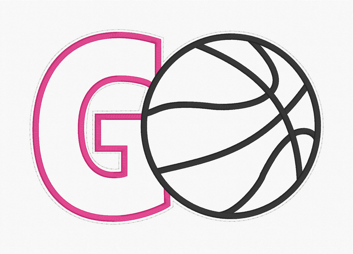 Sequin Applique Basketball Embroidery Design