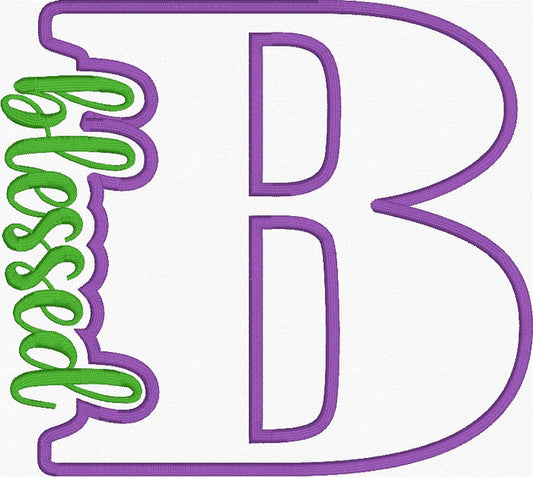 Sequin Applique Blessed Embroidery Design