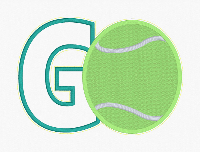 Sequin Applique Tennis Ball Embroidery Design