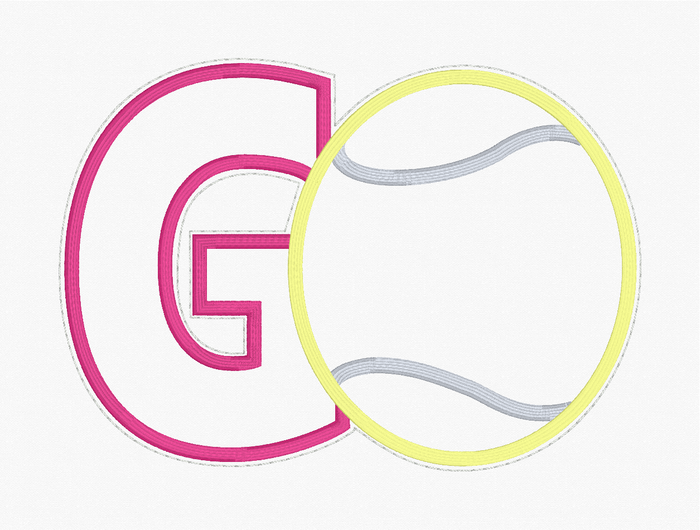 Sequin Applique Tennis Ball Embroidery Design
