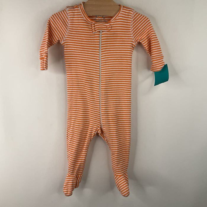Size 0-3m: Primary Orange/White Striped 1pc Footy PJs