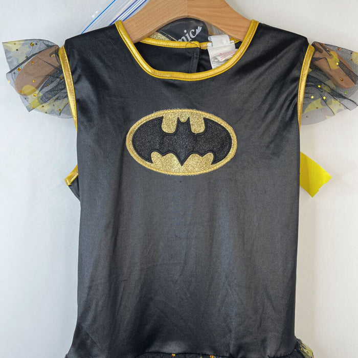 Size 10-12: Rubies DC Black & Yellow Gold Bat Girl Tulle Skirt Tank Dress w/ Cap & Mask