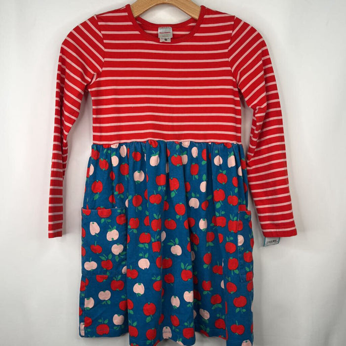 Size 10 (140): Hanna Andersson Red Pink Striped Long Sleeve Dress