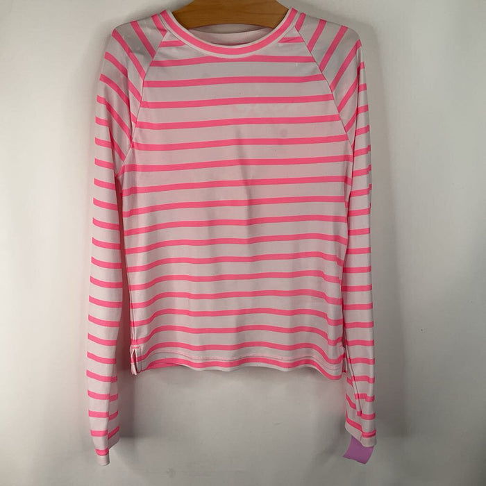 Size 10: Gap Pink/White Striped 2pc Rash Guard Swimsuit