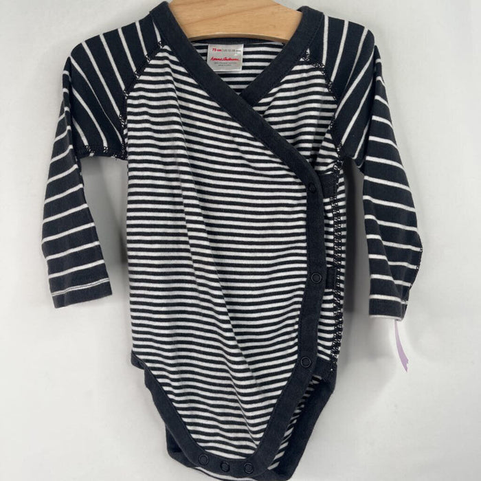 Size 12-18m (15): Hanna Andersson Black/White Stripe Long Sleeve Onesie