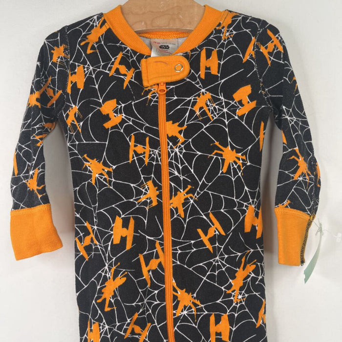 Size 12-18m (75): Hanna Andersson Black/Orange Spider Print 1pc PJs