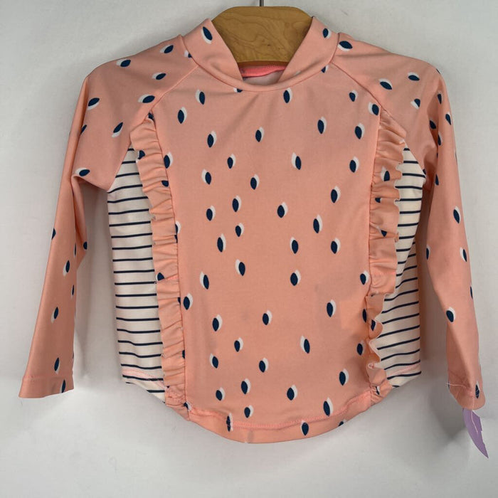 Size 12m: Jessica Simpson Peach/Navy/White Print Long Sleeve 2pc Swimsuit