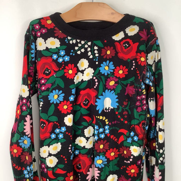 Size 14 (160): Hanna Andersson Black/Colorful Floral 2pc PJs