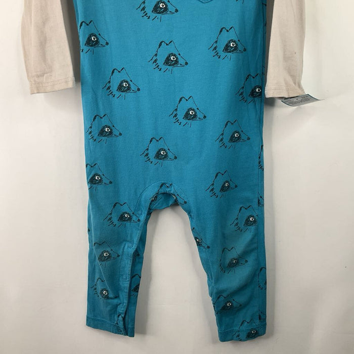 Size 18-24m: Tea Collection Blue/Black Dog Print Long Sleeve Romper