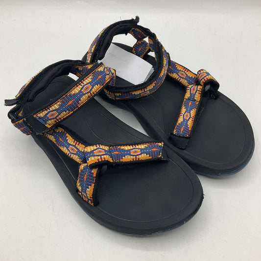 Size 1Y: Teva Black/Orange/Blue Strappy Sandals