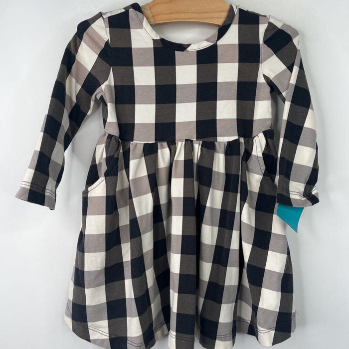 Size 2 (85): Hanna Andersson Black/White Checkered Long Sleeve Dress
