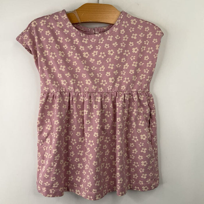 Size 2 (85): Hanna Andersson Purple/White Floral Print Short Sleeve Dress