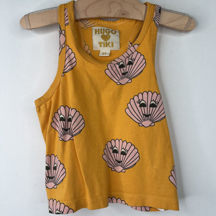 Size 2: Hugo Loves Tiki Yellow Pink Clam Tank Top