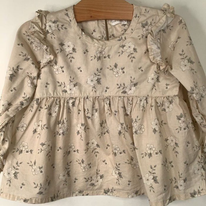 Size 2: Jamie Kay Creme/Grey Flower Long Sleeve Shirt