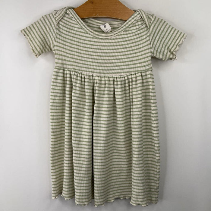 Size 2: Kate Quinn White Green Striped Short Sleeve Dress