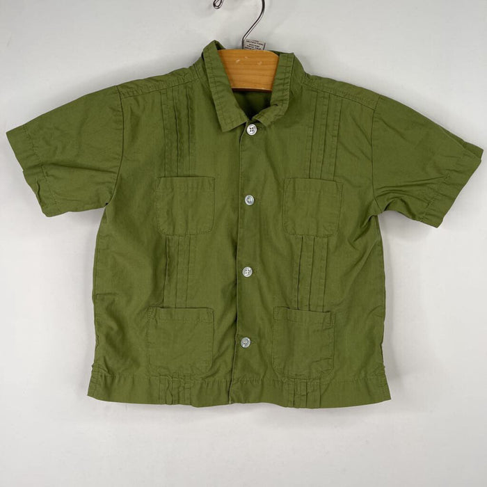 Size 2: Tea Collection Green Short Sleeve Button Up Shirt