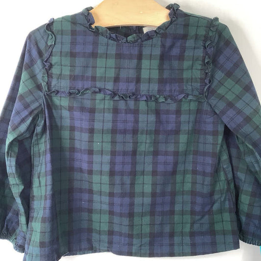 Size 4-5: Crewcuts Blue/Green Plaid Long Sleeve Shirt