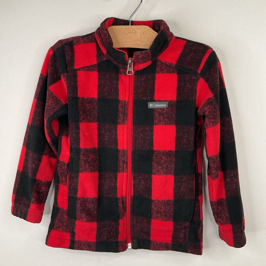 Size 4: Columbia Black/Red Plaid Zip-Up Fleece Coat