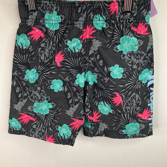 Size 4: Hurley Black Hawaiian Print Swim Trunk