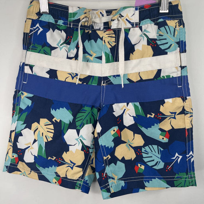 Size 5 (110): Hanna Andersson Blue/Colorful Floral Print Swim Trunks