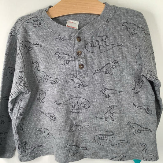 Size 5 (110): Hanna Andersson Grey Dinosaurs Long Sleeve Shirt