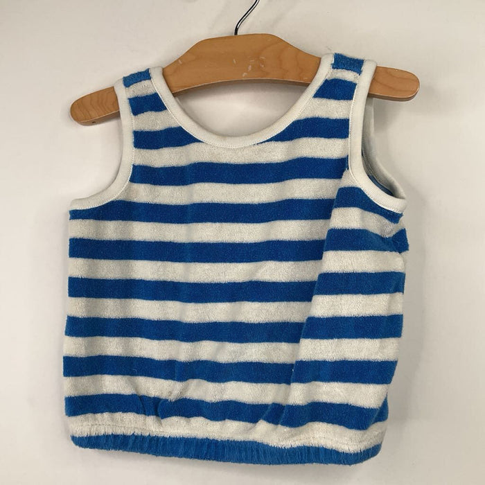 Size 5 (110): Hanna Andersson White/Blue Terry Cloth Tank Top