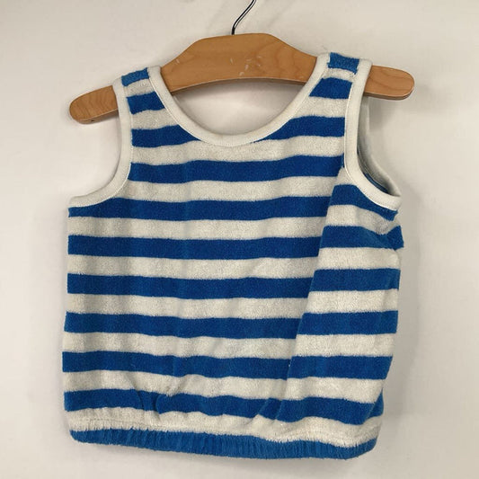 Size 5 (110): Hanna Andersson White/Blue Terry Cloth Tank Top