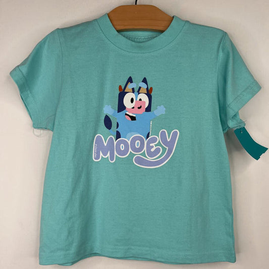 Size 5-6: Too Cute For Moo! Blue "Mooey" Cow Bluey T-Shirt