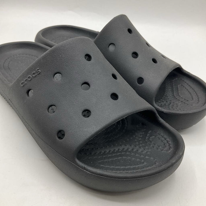 Size 5Y: Crocs Black Slides