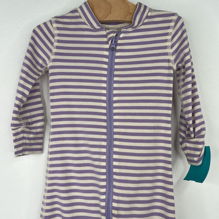 Size 6-12m (70): Hanna Andersson Purple/White Striped 1pc PJs
