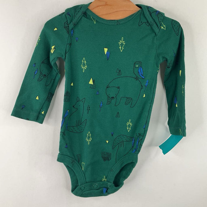 Size 9m: Carter's Green Woodland Creature Long Sleeve Onesie