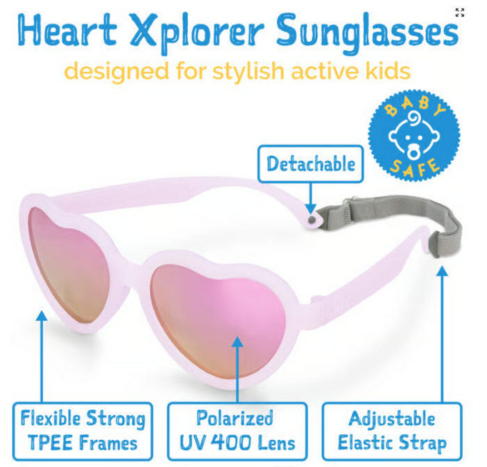 Size M (2-6Y): Jan & Jul HEART Sunglasses -WHITE AURORA