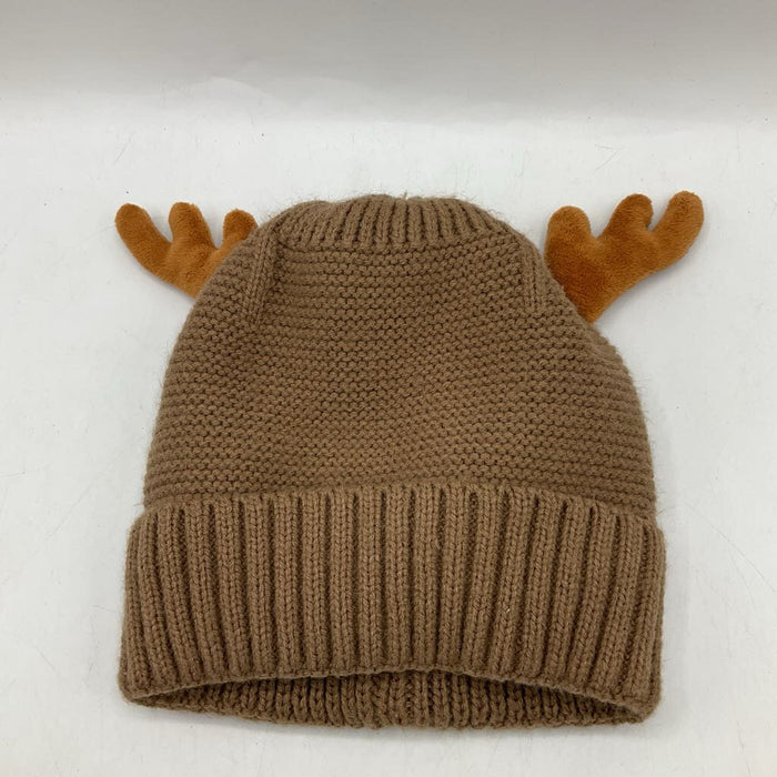 Size M: Brown Moose Fleece Lined Beanie