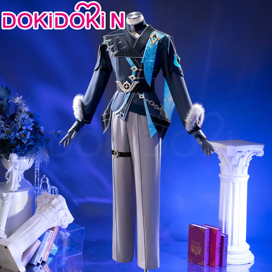 【Size S-3XL】DokiDoki-N Game Genshin Impact Cosplay Traveler Aether Costume Kong Night Hunt in Snow Snezhnaya