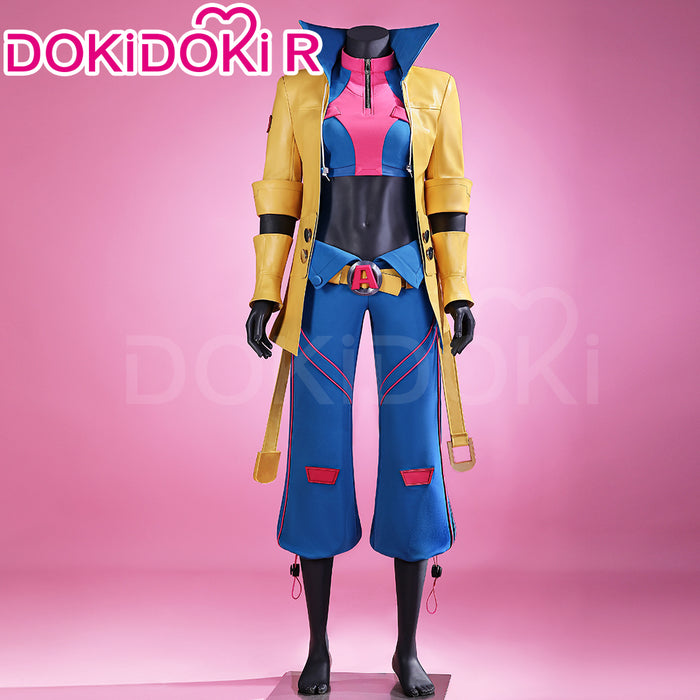 【Size S-3XL】DokiDoki-R Game Cosplay Costume Yellow Trench Coat Blue Pink Outfit