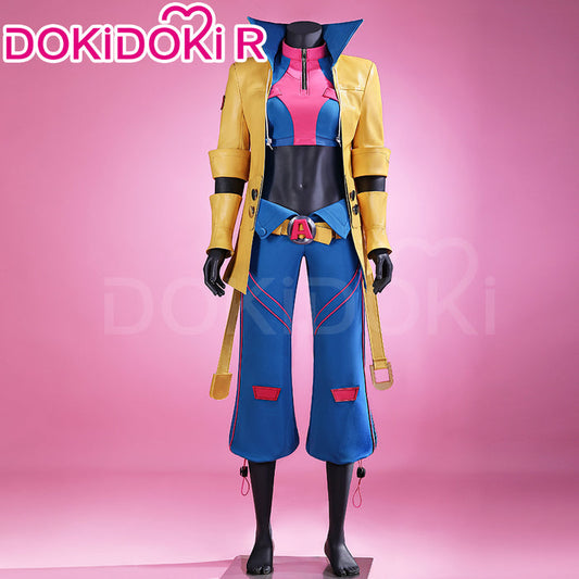 【Size S-3XL】DokiDoki-R Game Cosplay Costume Yellow Trench Coat Blue Pink Outfit