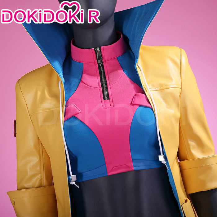 【Size S-3XL】DokiDoki-R Game Cosplay Costume Yellow Trench Coat Blue Pink Outfit
