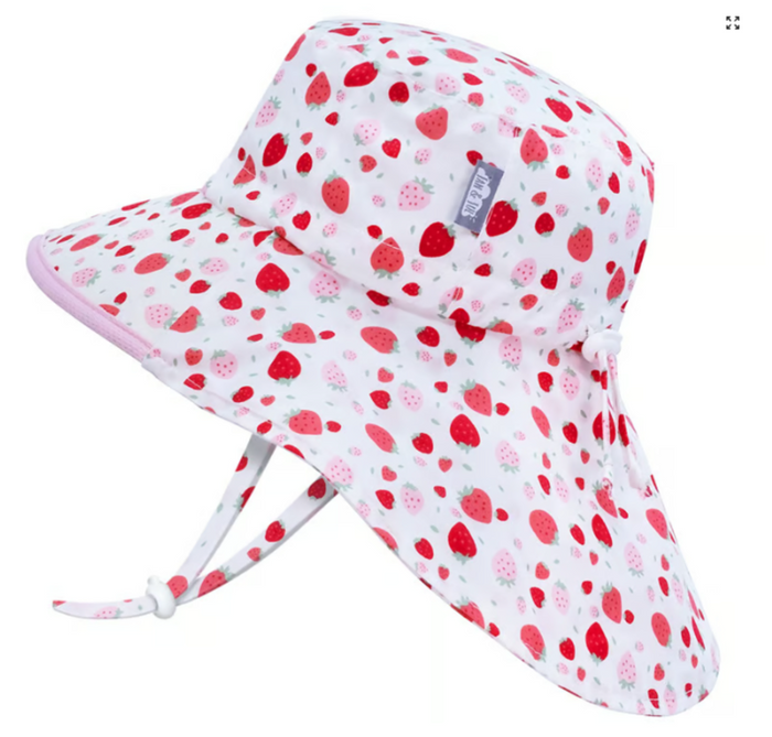 Size XL (5-12 years): Jan & Jul Cotton Xplorer Hat - STRAWBERRY
