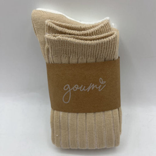 Size XL (8-10Y): Goumi White/Tan Socks -NEW