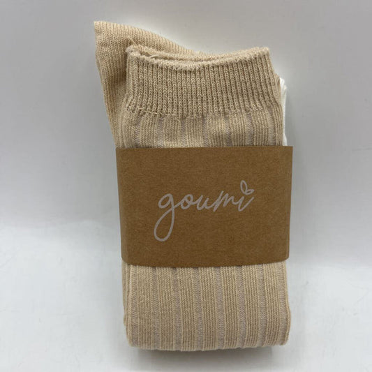 Size XL (8-10Y): Goumi White/Tan Socks -NEW
