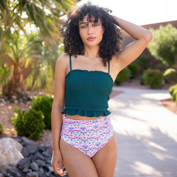 Smocked Mini Ruffle Tankini Top Swim Top Janela Bay- Tilden Co.