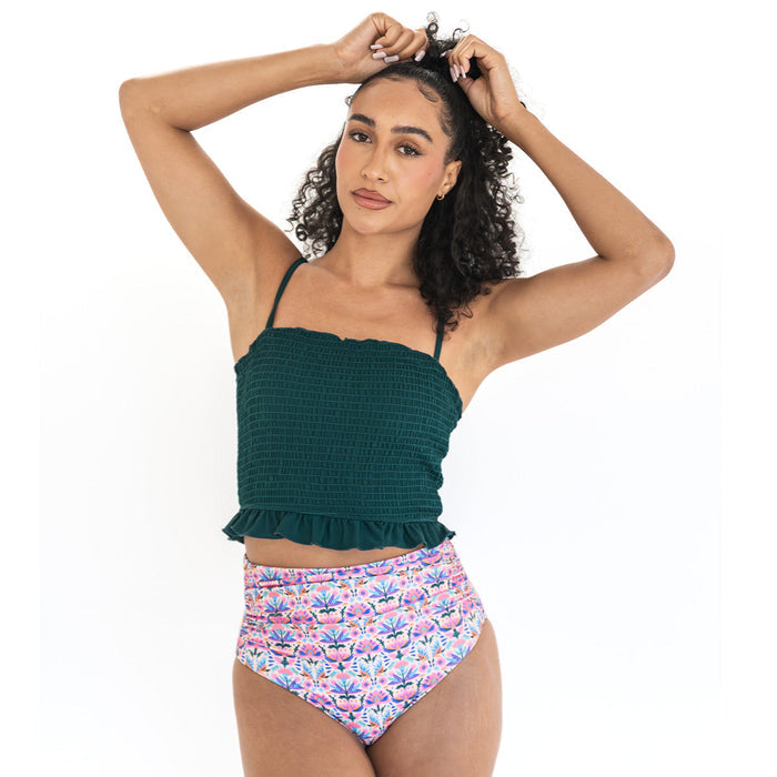 Smocked Mini Ruffle Tankini Top Swim Top Janela Bay- Tilden Co.