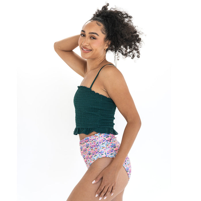 Smocked Mini Ruffle Tankini Top Swim Top Janela Bay- Tilden Co.