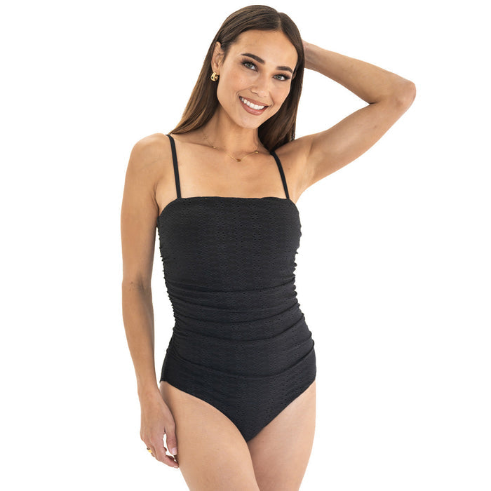 Spaghetti Strap Ruched One Piece Swimsuit One Piece Swimsuit Janela Bay- Tilden Co.