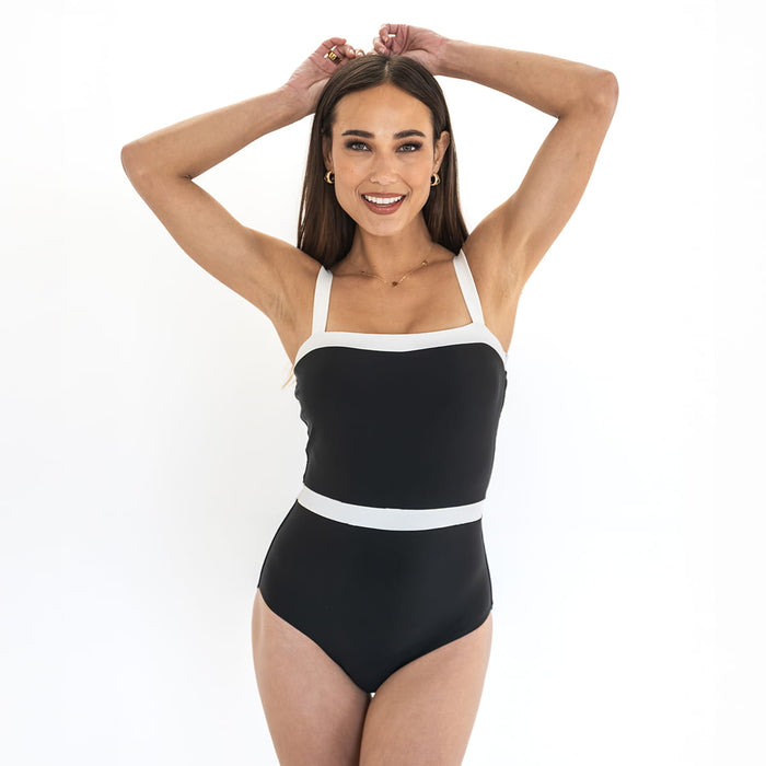 Square Neck Outline One Piece Swimsuit One Piece Swimsuit Janela Bay- Tilden Co.